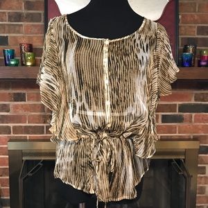 🍀Lucky Brand animal print sheer top.